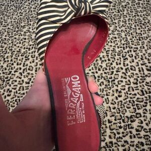 Salvatore Ferragamo Black and White Heels with Striking Bow